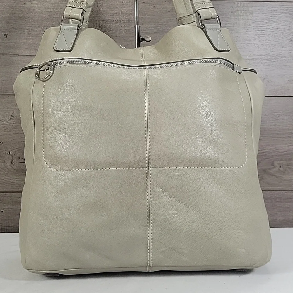 Large Banana Republic Gray Leather Tote Shoulder Bag